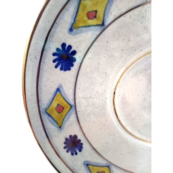Hand Painted Saucer Aretusa Giardini Naxon On Back A Vintage Hand Painted Beauty - Picture 3 of 8